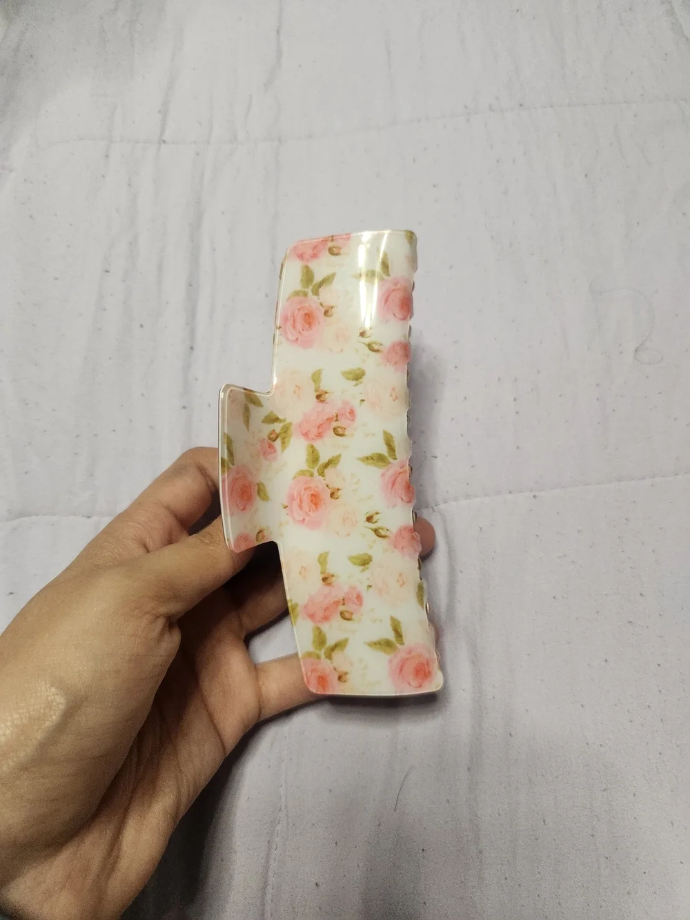 Floral Pink Rose Hair Claw Clip for Women